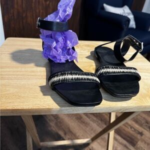 Diba Black and White Patterned Sandals